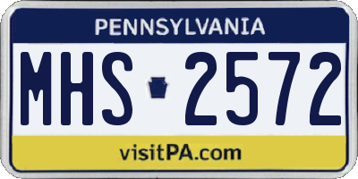 PA license plate MHS2572