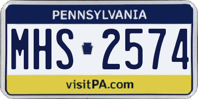 PA license plate MHS2574