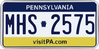 PA license plate MHS2575