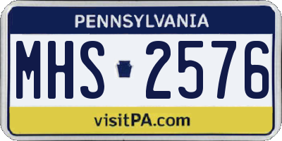 PA license plate MHS2576