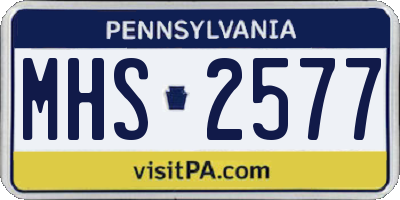 PA license plate MHS2577