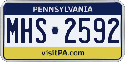 PA license plate MHS2592