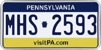 PA license plate MHS2593