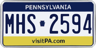 PA license plate MHS2594