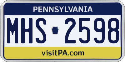 PA license plate MHS2598