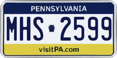 PA license plate MHS2599