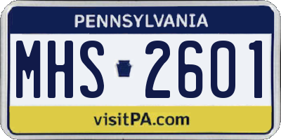 PA license plate MHS2601