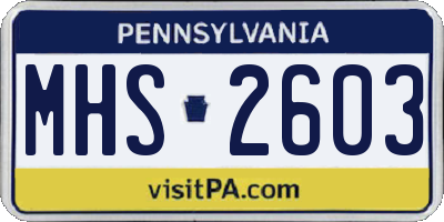 PA license plate MHS2603