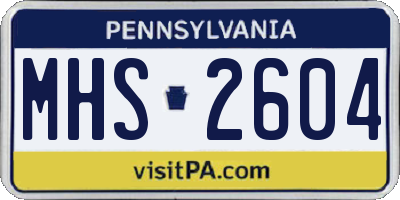 PA license plate MHS2604