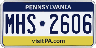 PA license plate MHS2606