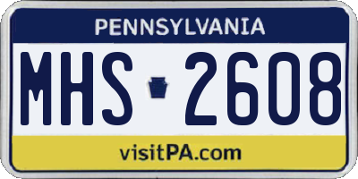 PA license plate MHS2608