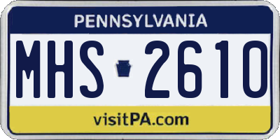 PA license plate MHS2610