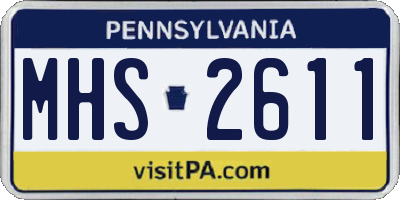 PA license plate MHS2611