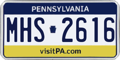 PA license plate MHS2616