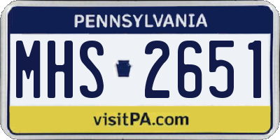 PA license plate MHS2651