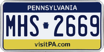 PA license plate MHS2669