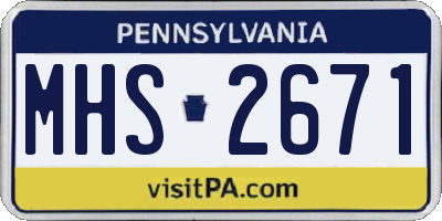 PA license plate MHS2671