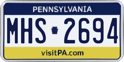 PA license plate MHS2694