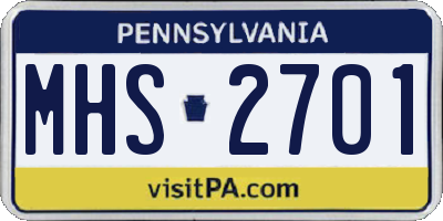 PA license plate MHS2701