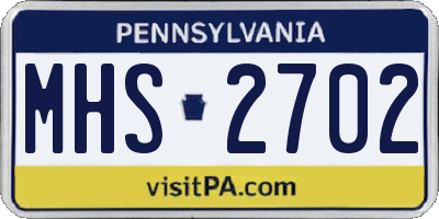 PA license plate MHS2702