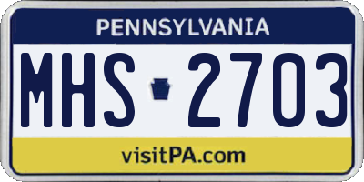 PA license plate MHS2703