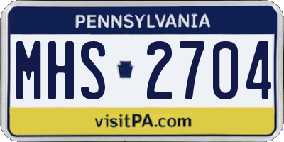 PA license plate MHS2704