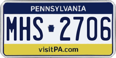PA license plate MHS2706