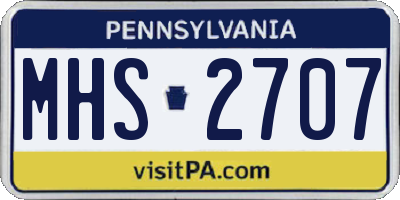PA license plate MHS2707