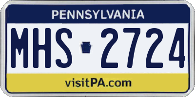 PA license plate MHS2724