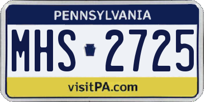PA license plate MHS2725