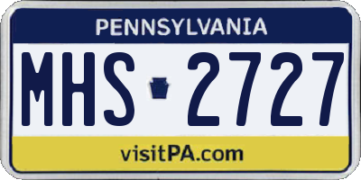 PA license plate MHS2727
