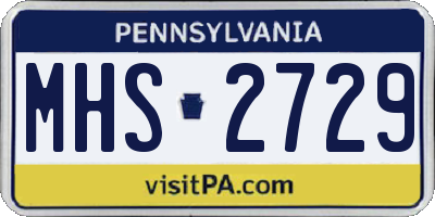 PA license plate MHS2729