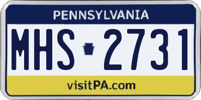 PA license plate MHS2731
