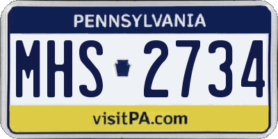 PA license plate MHS2734