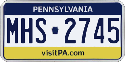 PA license plate MHS2745