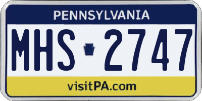 PA license plate MHS2747
