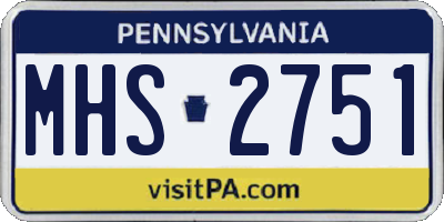 PA license plate MHS2751