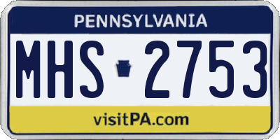 PA license plate MHS2753