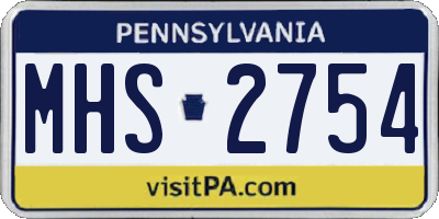 PA license plate MHS2754