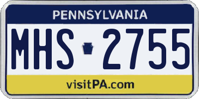 PA license plate MHS2755