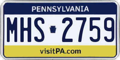 PA license plate MHS2759
