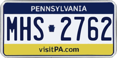 PA license plate MHS2762