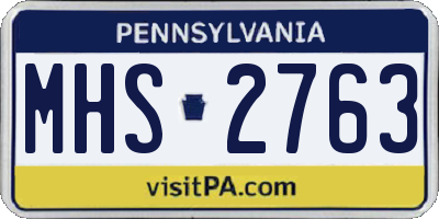 PA license plate MHS2763