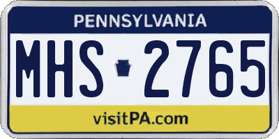 PA license plate MHS2765
