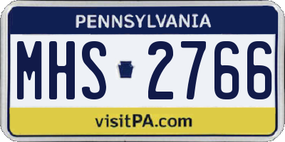 PA license plate MHS2766