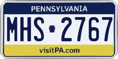 PA license plate MHS2767
