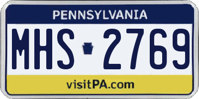 PA license plate MHS2769