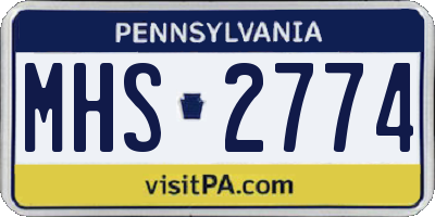 PA license plate MHS2774