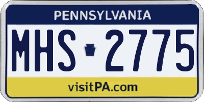 PA license plate MHS2775