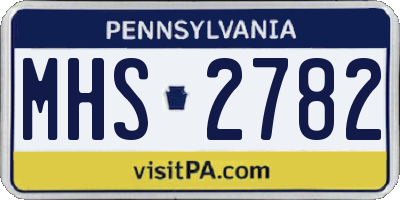PA license plate MHS2782